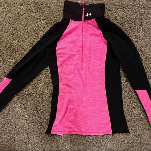 Under Armour Women's Pink and Black Sweatshirt 1/4 zipper Pretty Great condition - Picture 3 of 12